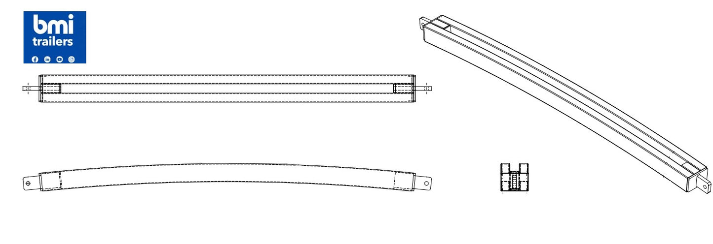 AW 27837 ----- AW DOUBLE TIE BAR ASSY (STEEL TOP RAIL / 76MM DOMES)
