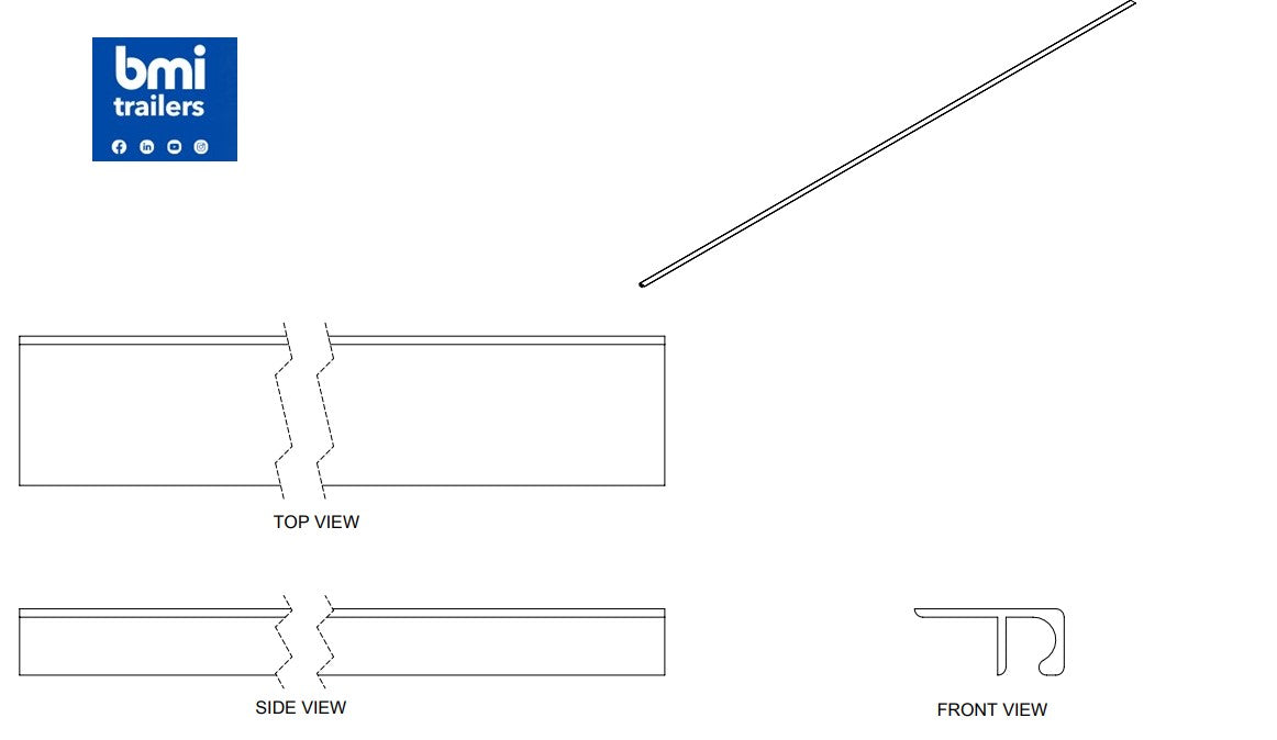 HW 0521 ----- FEATHERWING VALANCE UNDERSIDE MOUNTING RAIL 4000mm LONG (F-961249)