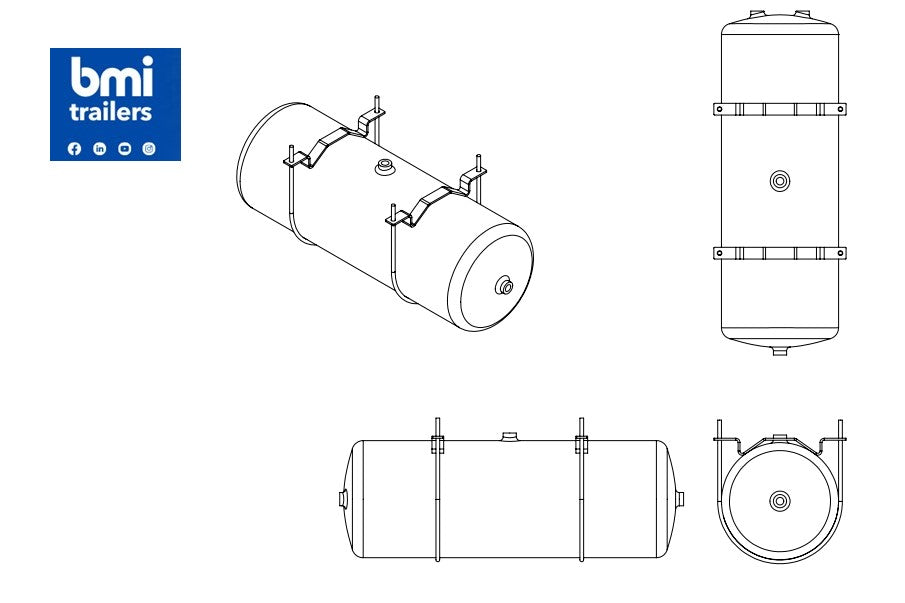 HW 0880 ----- 60L ALLOY AIR TANK ASSEMBLY (HALDEX TANKS WITH FITTING KIT)