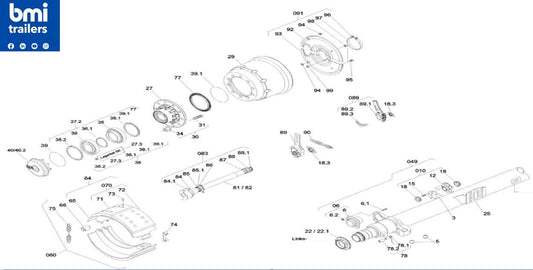 3055012001 ----- Brake shoe assembly with linings item 64