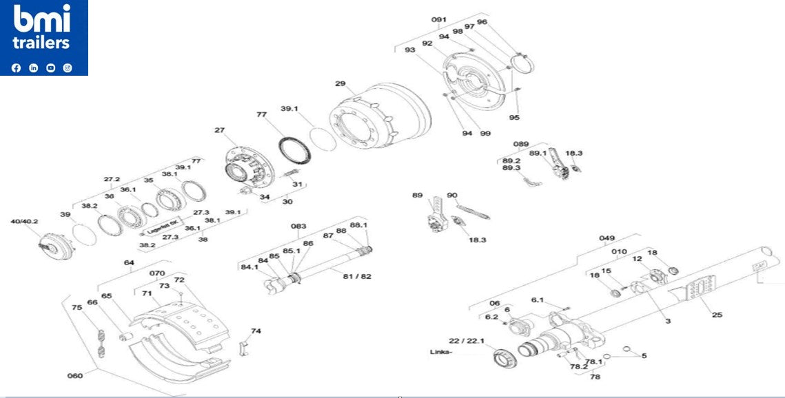 3054012000 ----- Brake shoe assembly without linings item 65