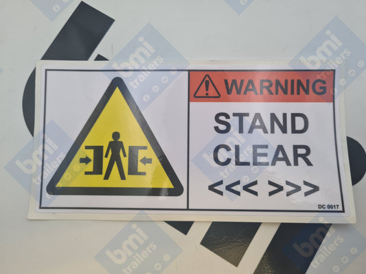 DC 0017 ----- Stand Clear (180w x 100h x 3c) Decal